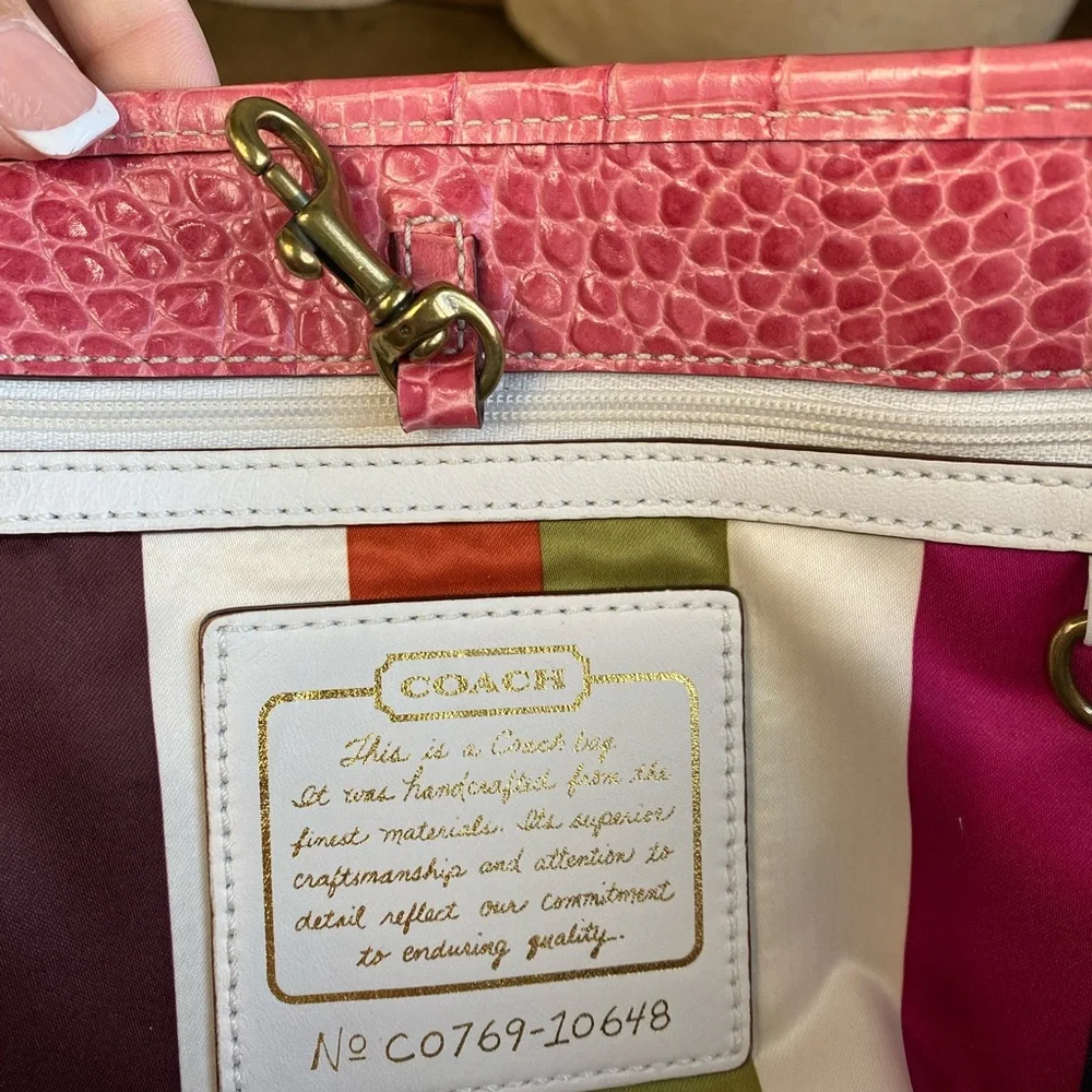 Coach RARE Exotic Legacy Pink Croc Embossed Trim Tote Y2K - Picture 14 of 17